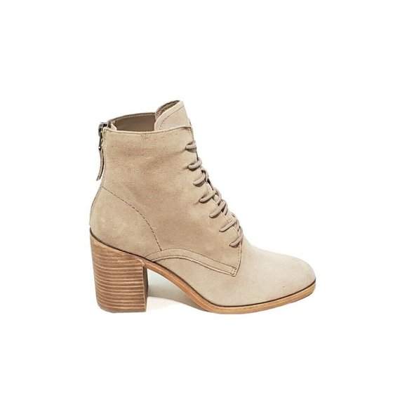 Dolce Vita Booties Heel Zip Lace Up Gray Taupe Suede Womens US 9.5 - Picture 9 of 11